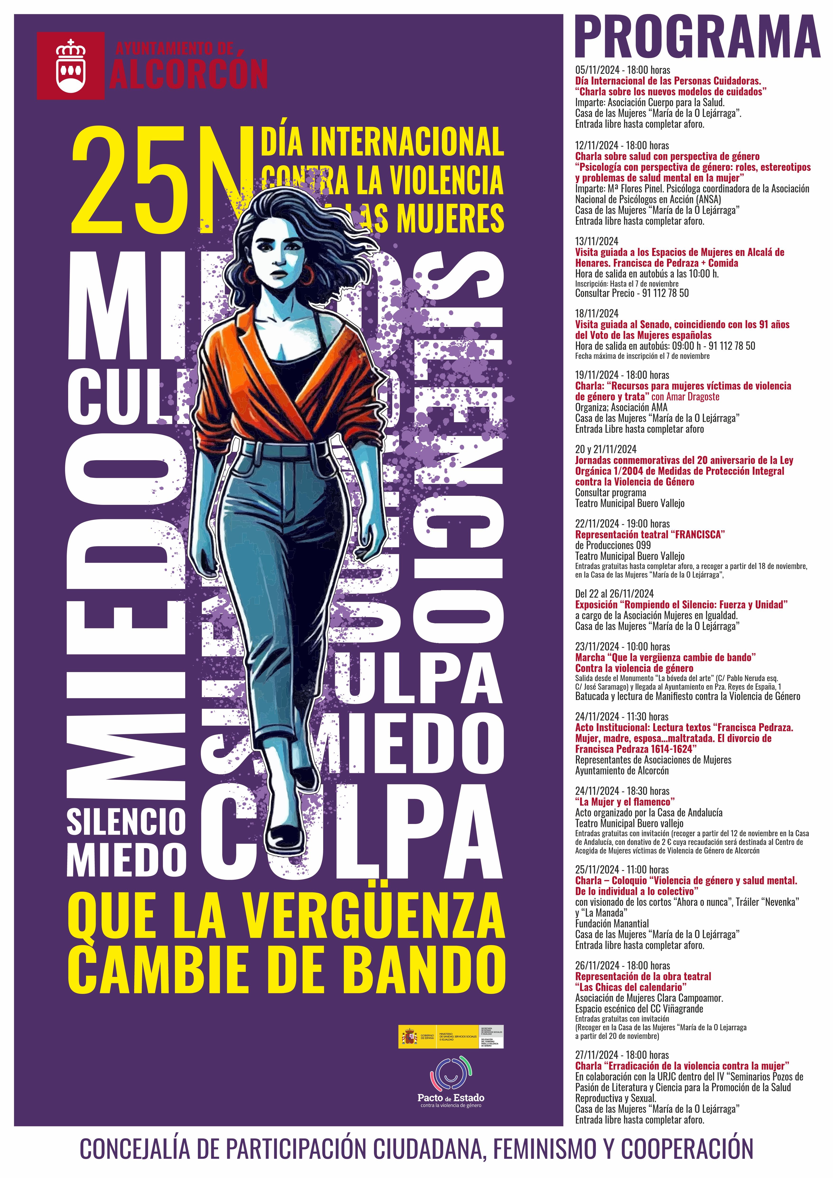 Cartel de Alcorcón con las actividades con motivo del 25 de noviembre, Día Internacional contra la Violencia de Género