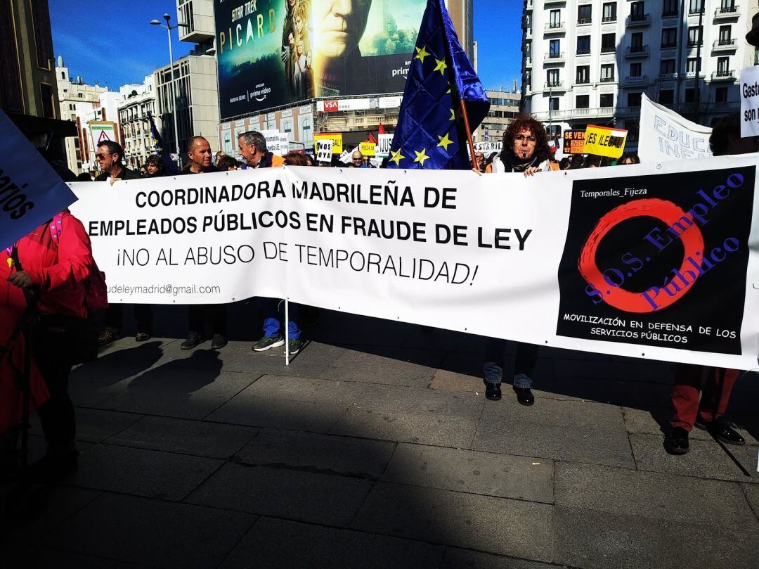 Los trabajadores públicos temporales se han manifestado este sábado en Madrid