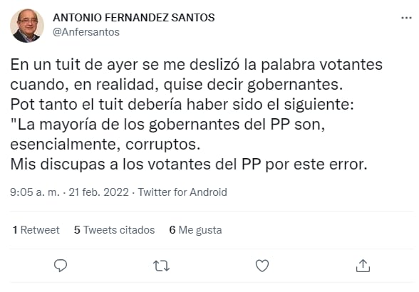 Twitter de Antonio Fernández Santos