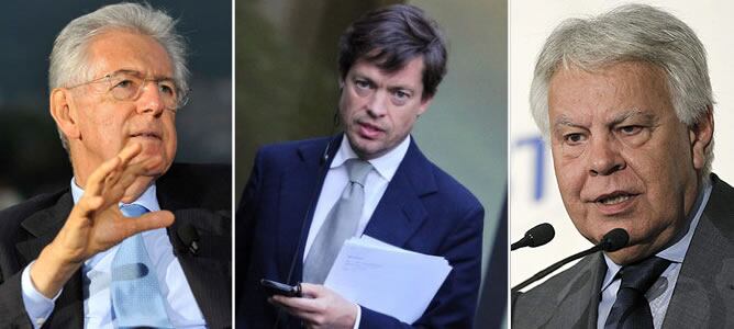 Mario Monti, Nicolas Berggruen y Felipe González