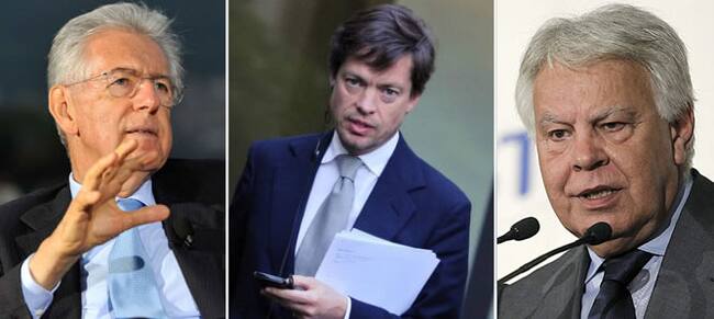 Mario Monti, Nicolas Berggruen y Felipe González
