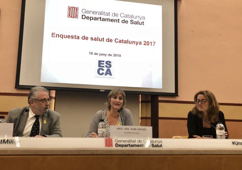 La consellera de Salut, Alba Vergés, durant la presentació de l&#039;Enquesta de salut de Catalunya 2017.