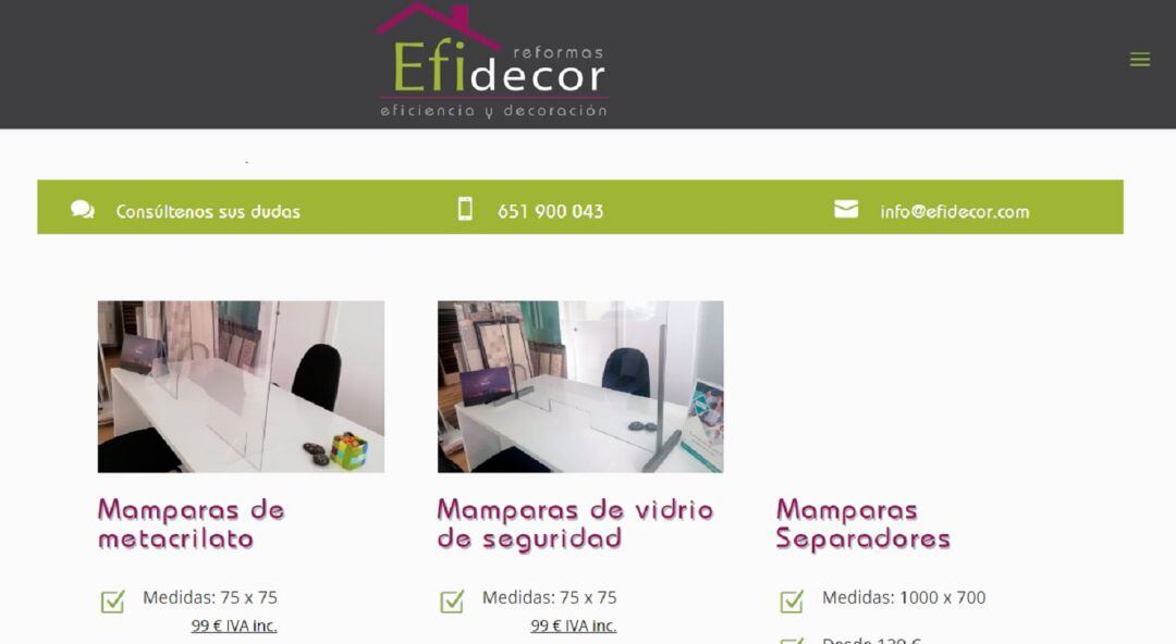 Eifecor proporciona pantallas protectoras a medida para tu negocio