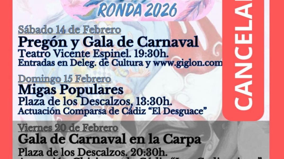 La Asociación Carnavalesca propone celebrar el pregón el viernes 20 tras la cancelación del primer fin de semana de Carnaval