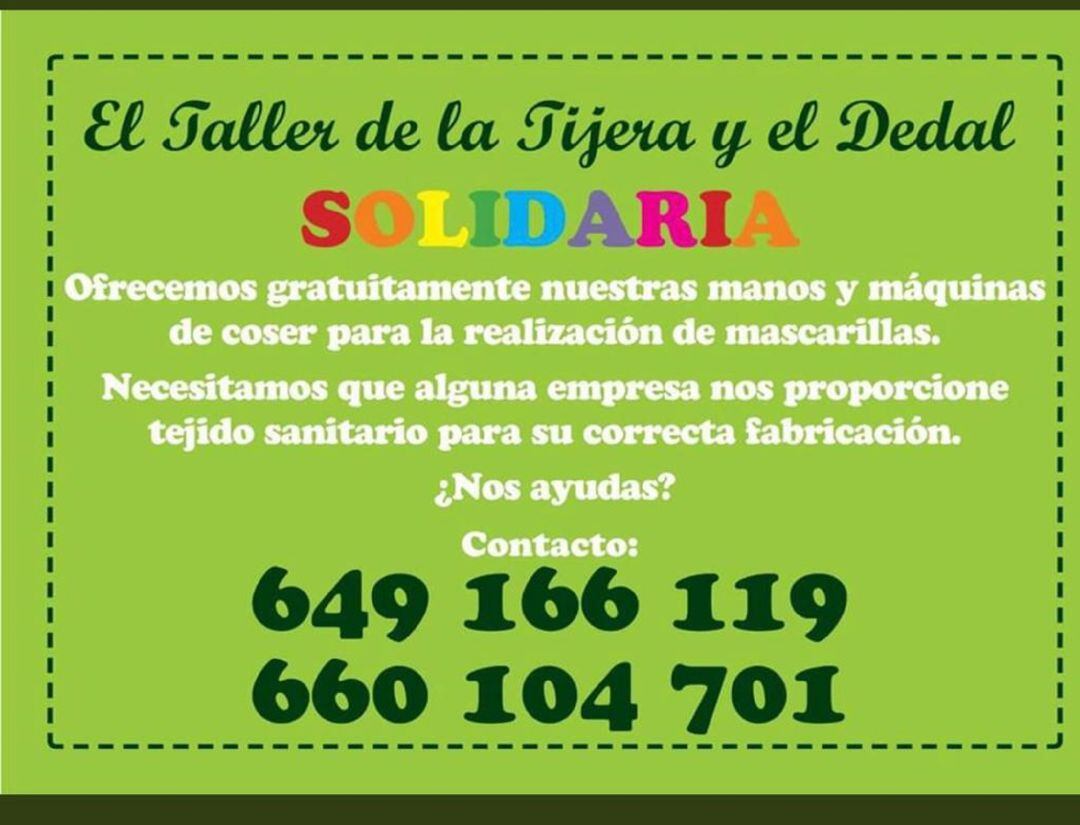 Este taller de costura de Alcorcón se ofrece a crear mascarillas