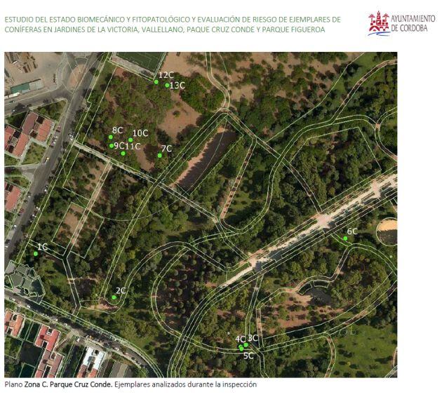 Plano de la zona analizada en el Parque Cruz Conde