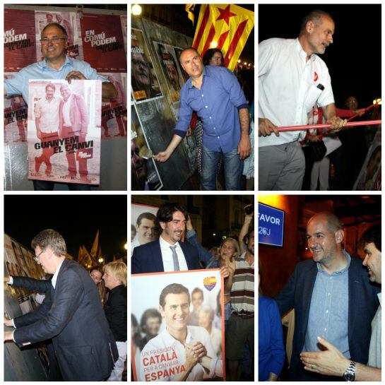 Fotografies dels candidats penjant els primers cartells.