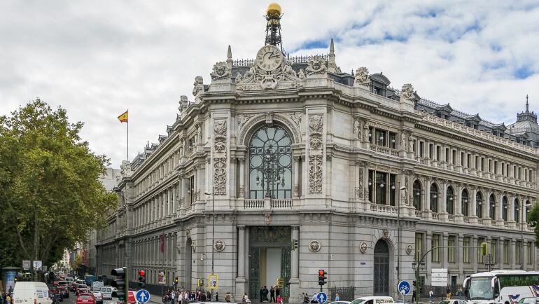 Imagen de la fachada del Banco de España, con sede en la Calle de Alcalá de Madrid.