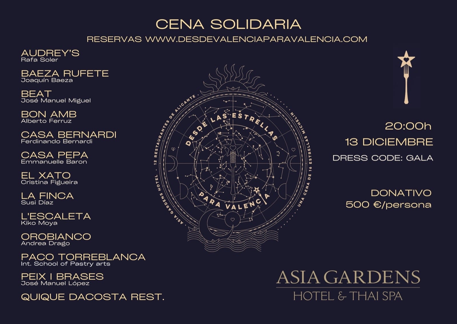 Cena Solidaria en Asia Gardens Hotel & Thai Spa