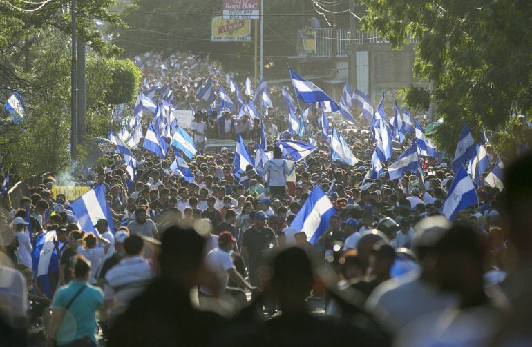 Manifestación contra el Gobierno del presidente Daniel Ortega, el 23 de abril de 2018, en Managua.