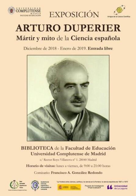 Cartel de la exposición ‘Arturo Duperier: mártir y mito de la Ciencia española’.
