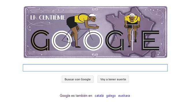 Google celebra las 100 ediciones del Tour de Francia dedicándole su doodle de este sábado