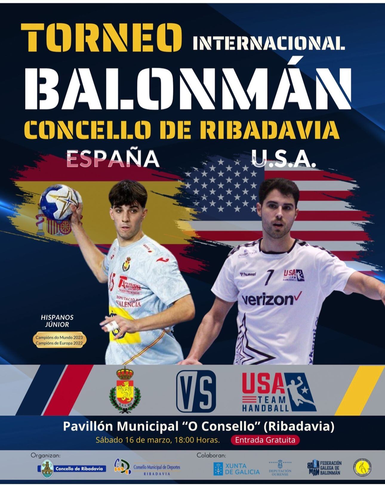 Cartel torneo internacional balonmano en el Concello de Ribadavia