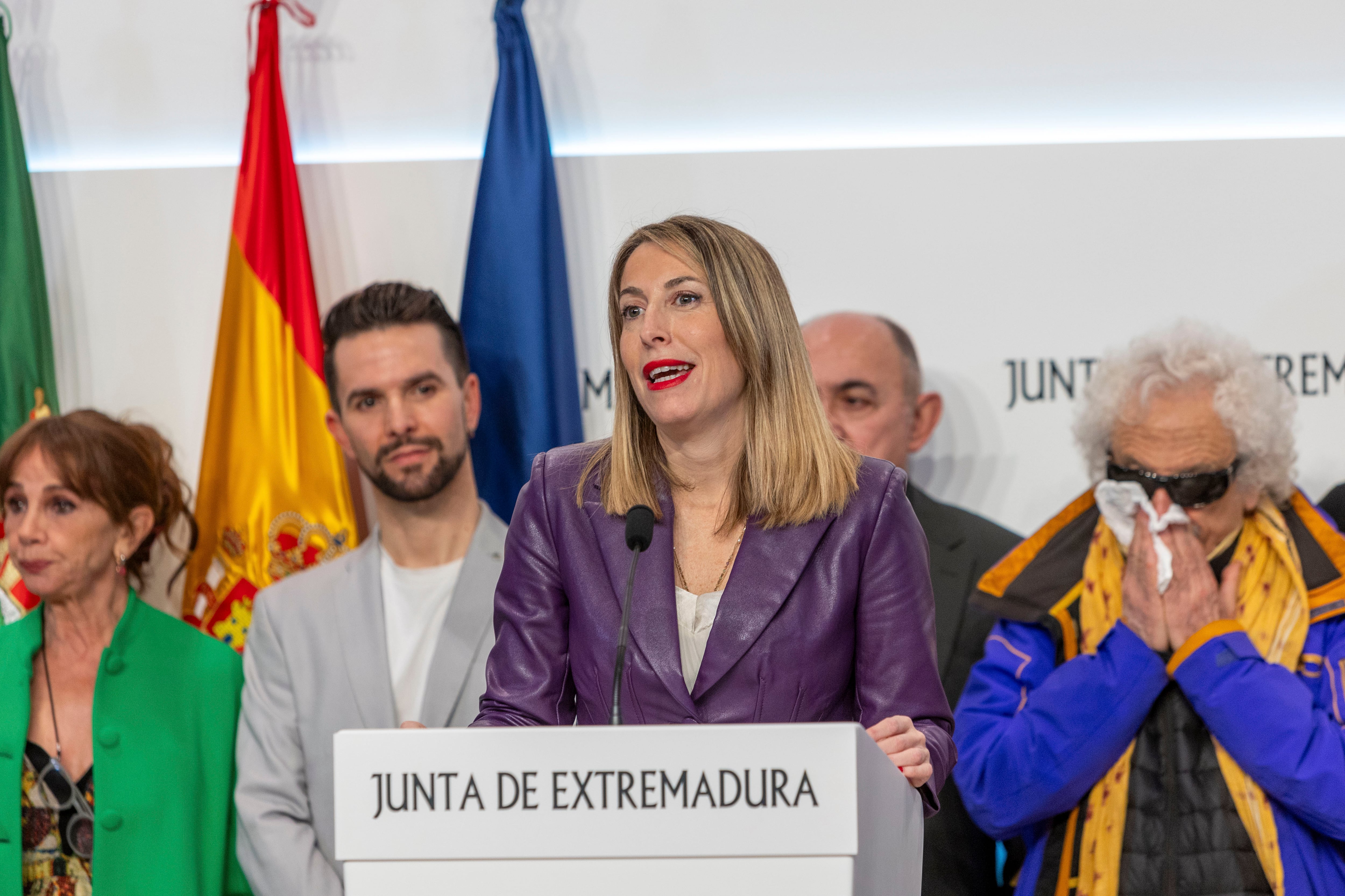 MÉRIDA, 13/03/2024.- La presidenta de la Junta de Extremadura, María Guardiola durante la presentación de la programación del 70 Festival de Teatro Clásico de Mérida,este miércoles. EFE/ Jero Morales
