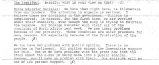 Conversación entre Felipe González y George Bush.