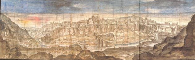 Primera referencia gráfica de las Casas Colgadas de Cuenca del pintor flamenco Antón van den Wyngaerde de 1565