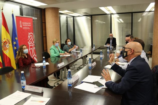 Momento de la reunión este 4 de mayo entre la conselleria de Sanitat y resprentantes falleros