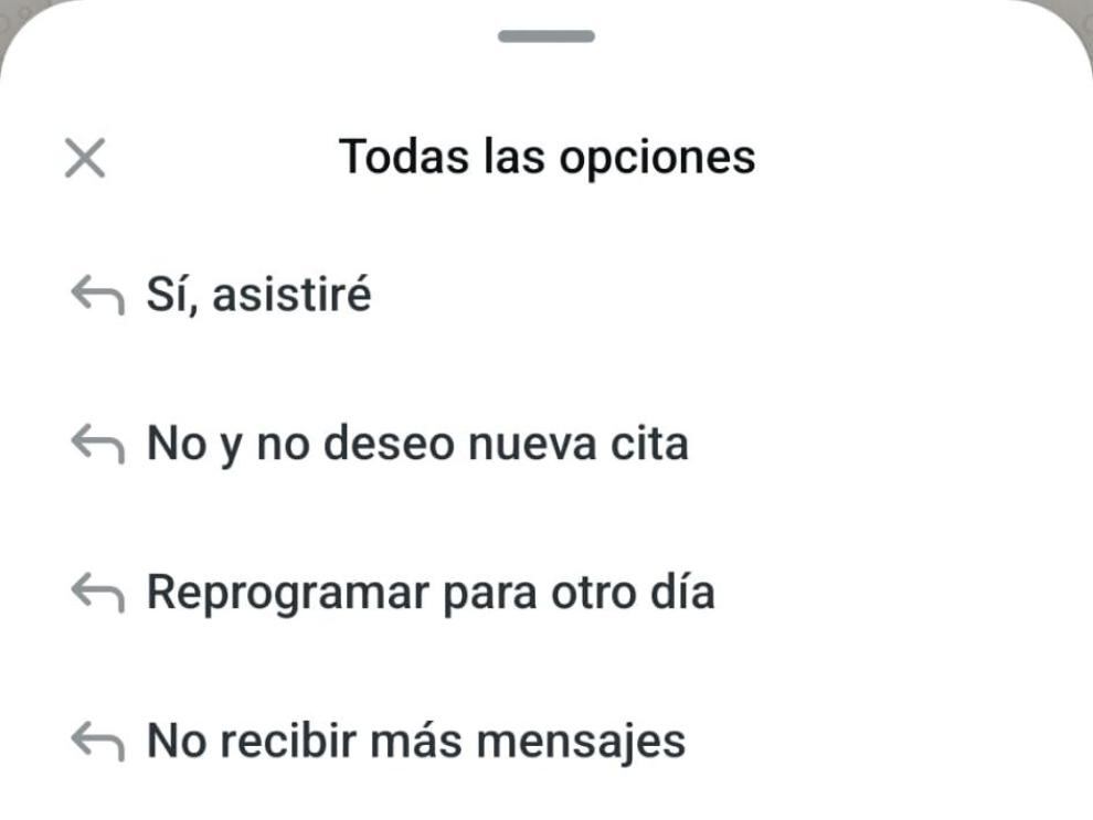 Parte del mensaje que les va a llegar a los usuarios del sector de Barbastro con la puesta en marcha del proyecto TuCitaSALUD. Foto DGA
