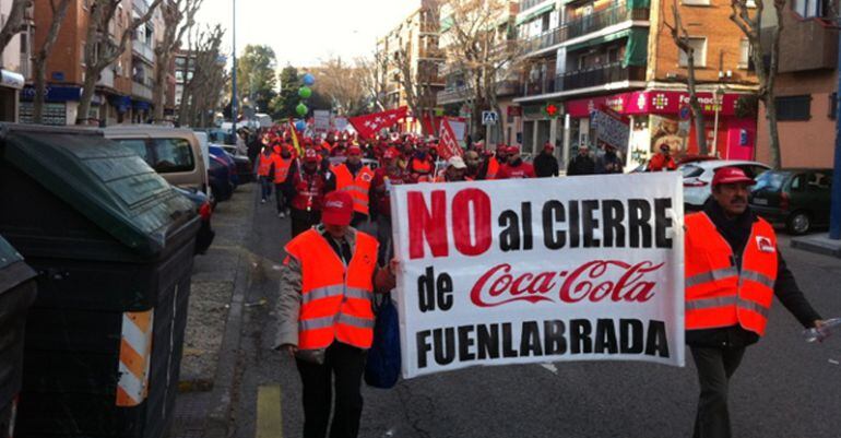 Manifestación de los trabajadores de la planta de Coca Cola en Fuenlabrada