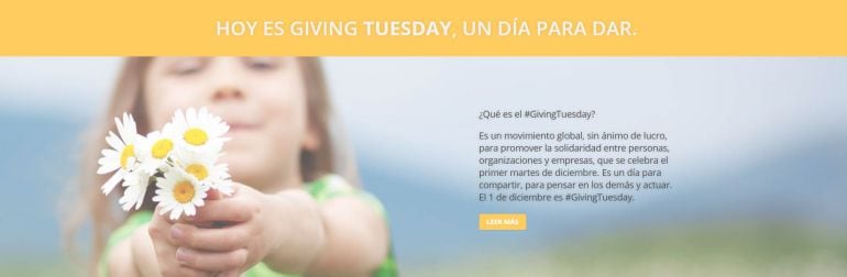 Imagen de la página web Giving Tuesday en España.