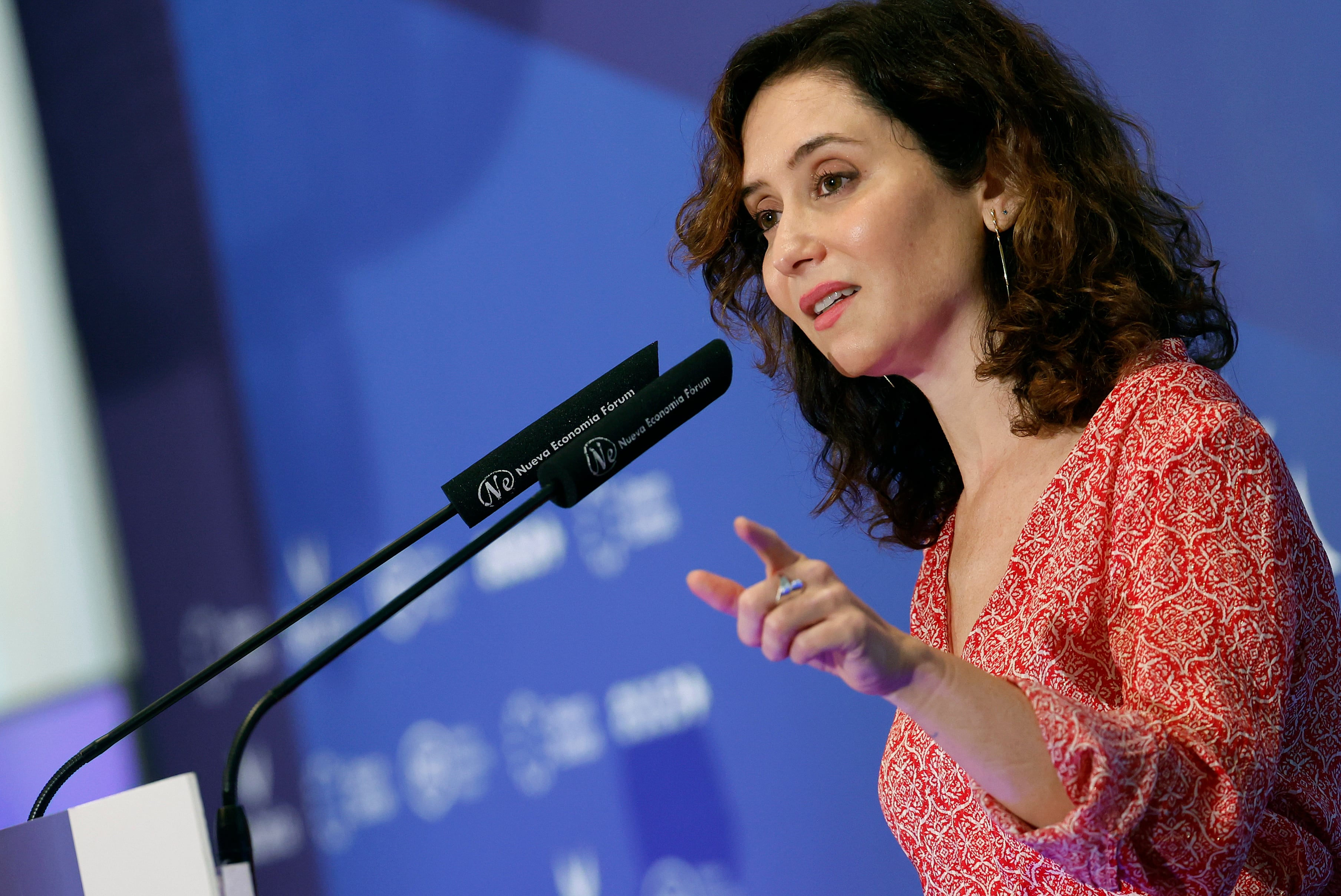 MADRID, 09/09/2024.- La presidenta de la Comunidad de Madrid, Isabel Díaz Ayuso, durante su participación en un desayuno informativo del Fórum Europa, este lunes en Madrid. EFE/Javier Lizón
