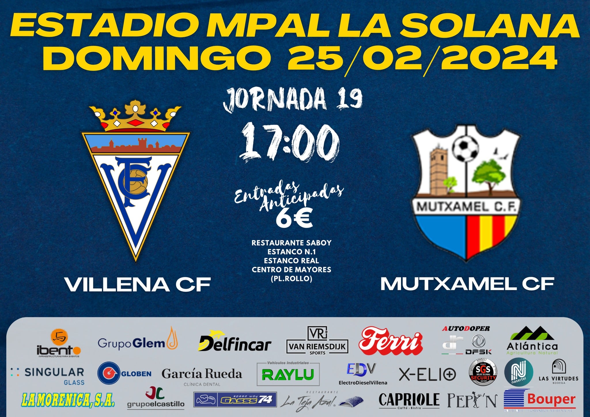 Cartel del partido del domingo