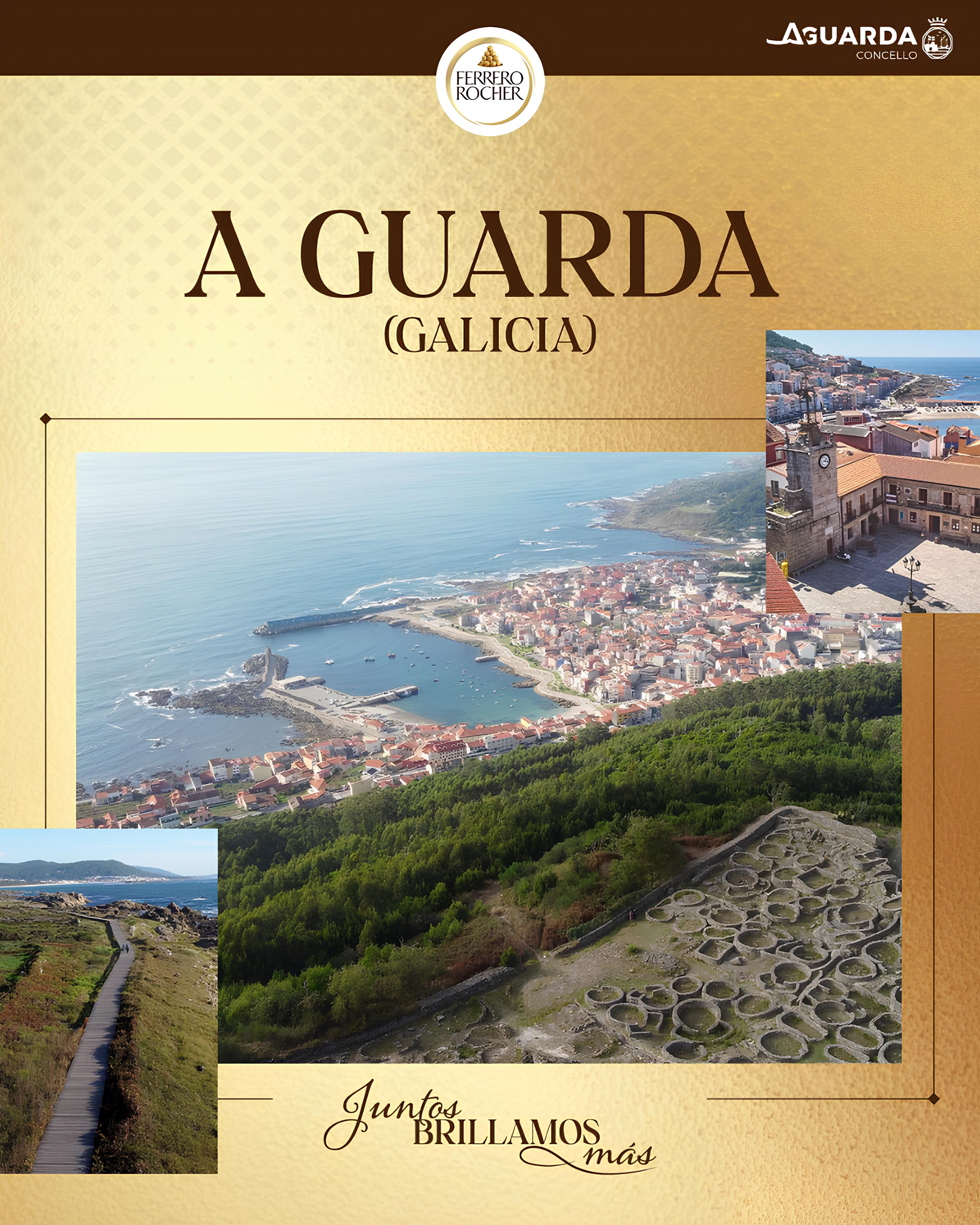 Cartel promocional del Concello da Guarda para el concurso de Navidad de Ferrero Rocher