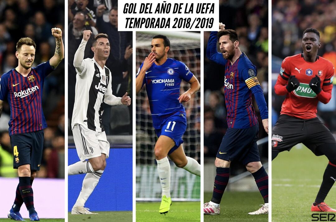 Algunos de los candidatos al mejor gol del año de la UEFA