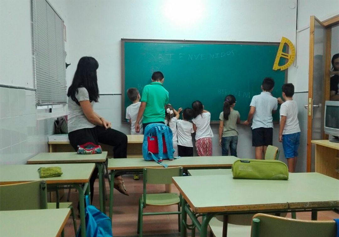 Aula en un colegio de Extremadura