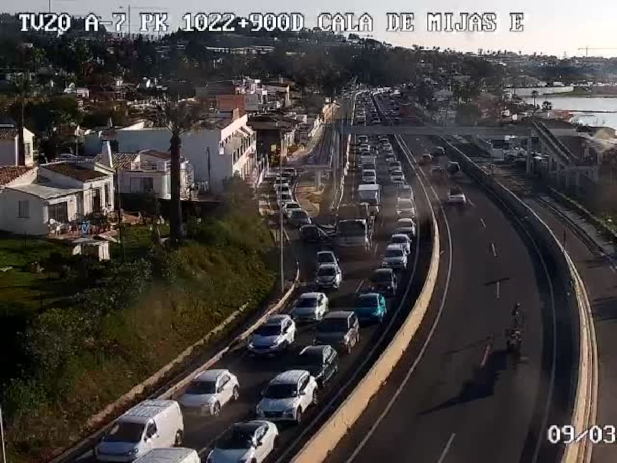 Nuevo atasco kilométrico en Málaga: dos incidencias provocan fuertes retenciones en la A-7
