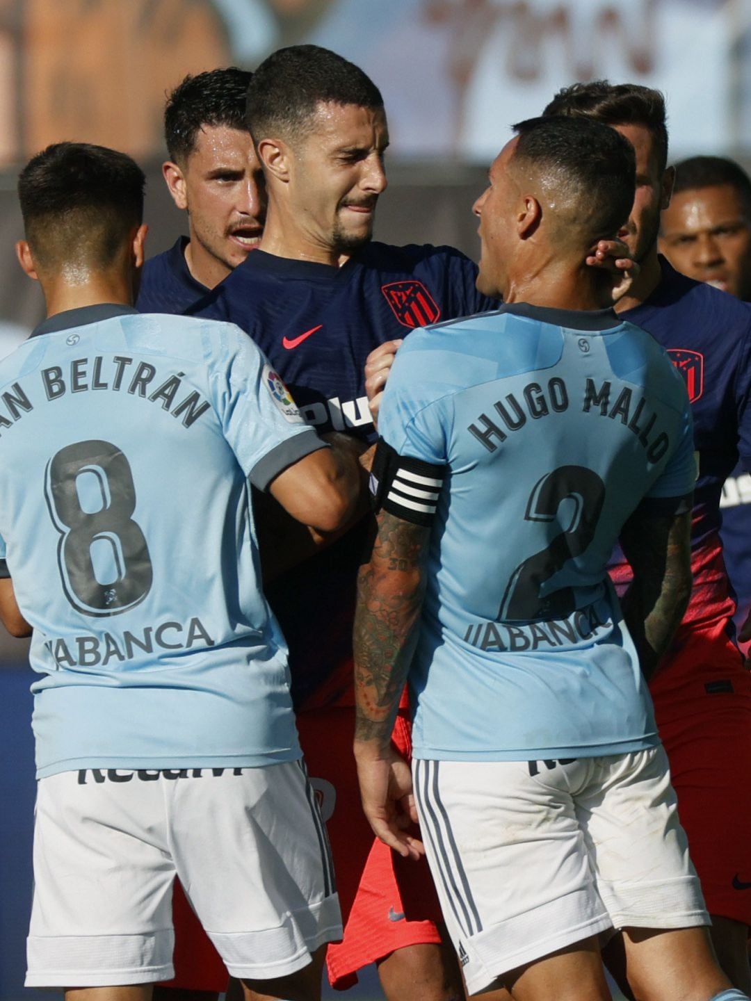 Hugo Mallo y Mario Hermoso se enfrentaron al final del Celta Atlético de Madrid