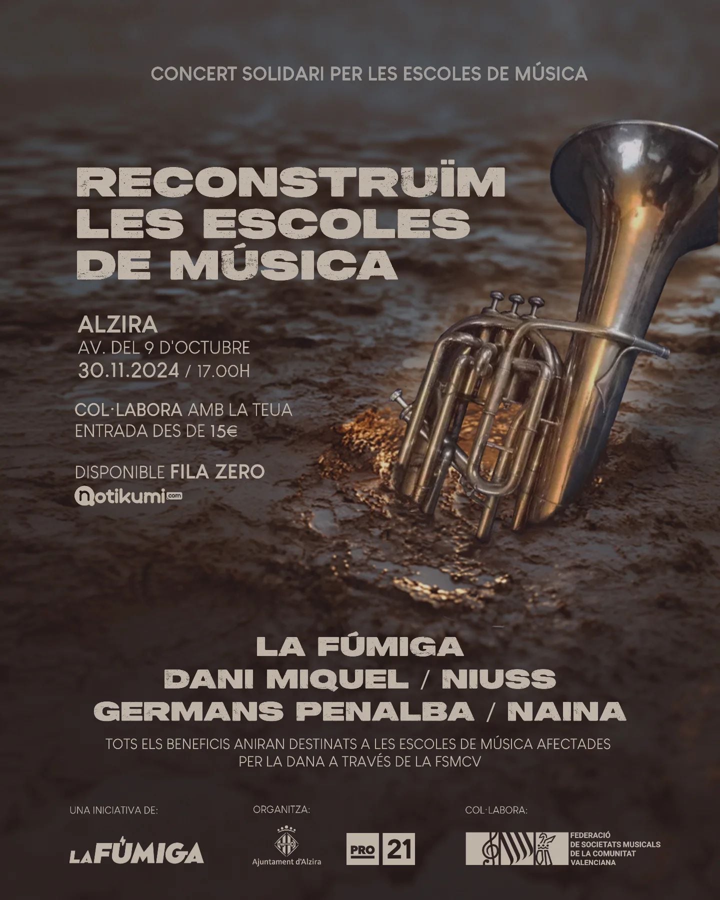 Concierto de La Fúmiga en Alzira a favor de las escuelas de música. Fuente: La Fúmiga