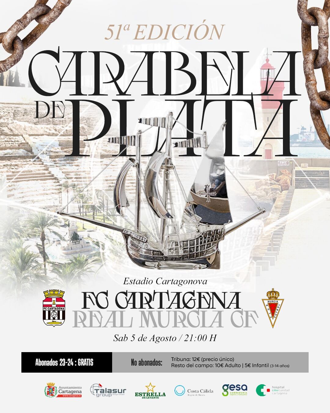 Cartel del partido de la Carabela de Plata entre FC Cartagena y Real Murcia