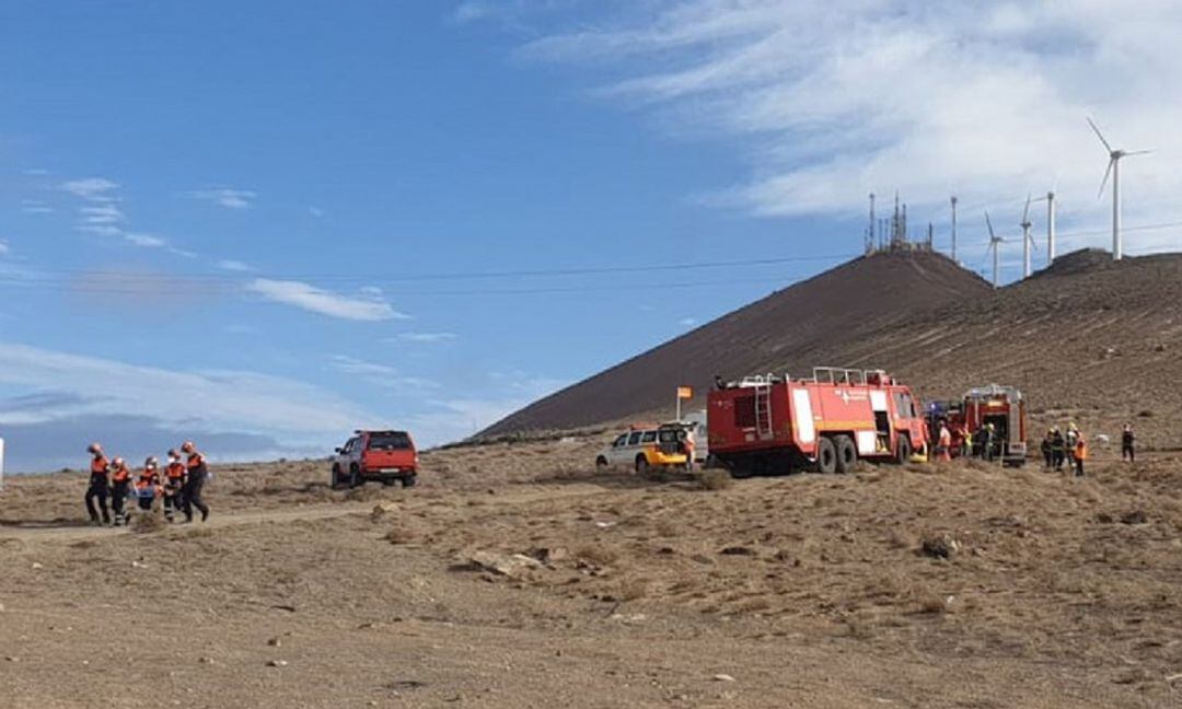 Un momento del simulacro de accidente aéreo.