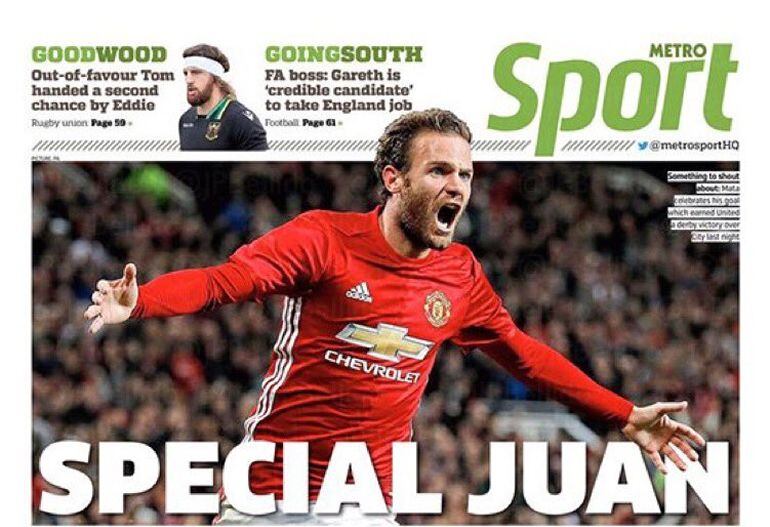 Mata, en la portada de Metro Sport