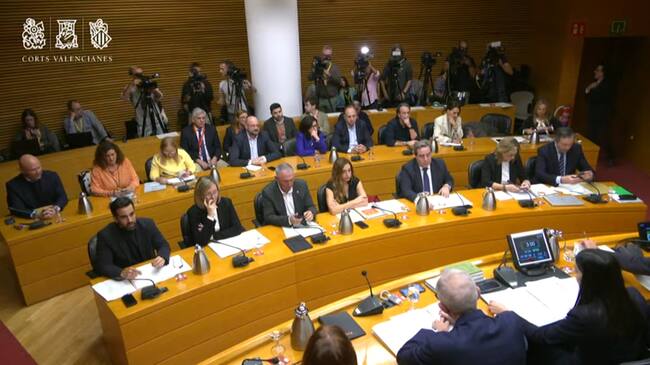 La sala de comisiones de Les Corts se ha llenado durante la comparecencia de Carlos Mazón; en la sala no han podido estar representantes de las asociaciones de víctimas