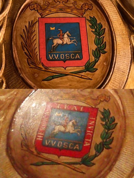 Modificación del escudo en el Teatro Olimpia de Huesca