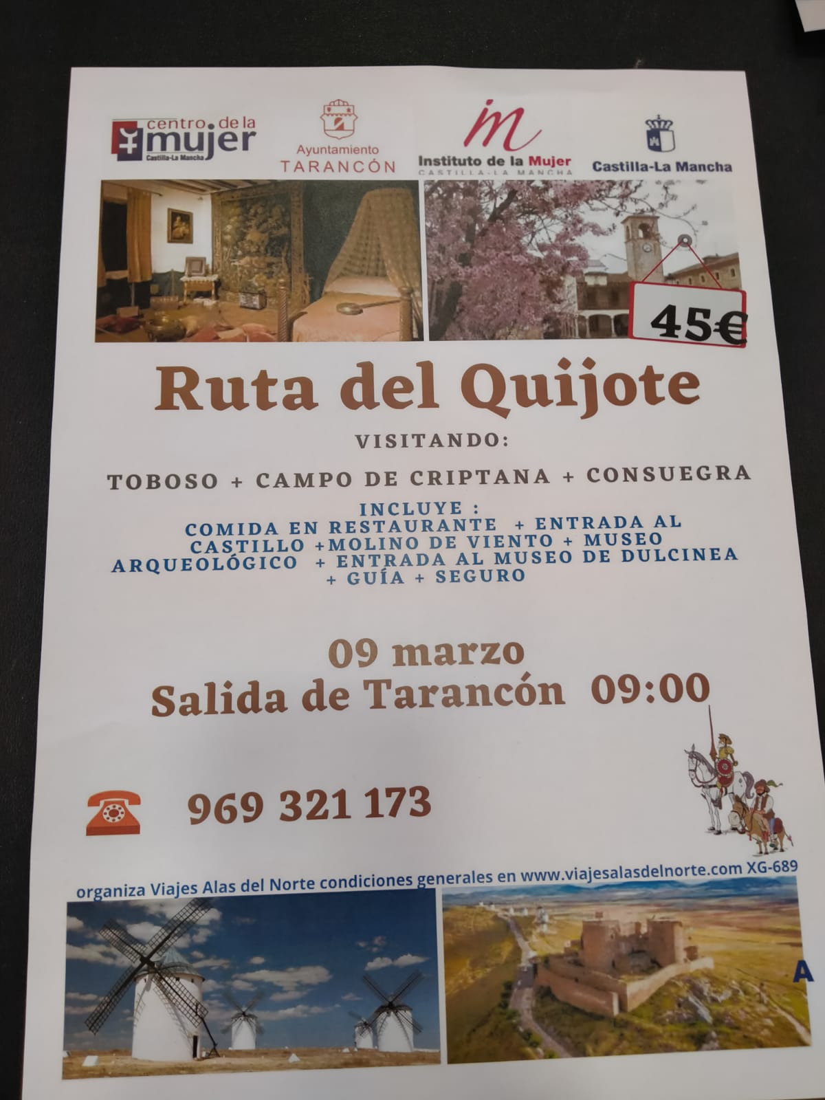 Cartel de la Ruta del Quijote organizada por el Ayuntamiento de Tarancón