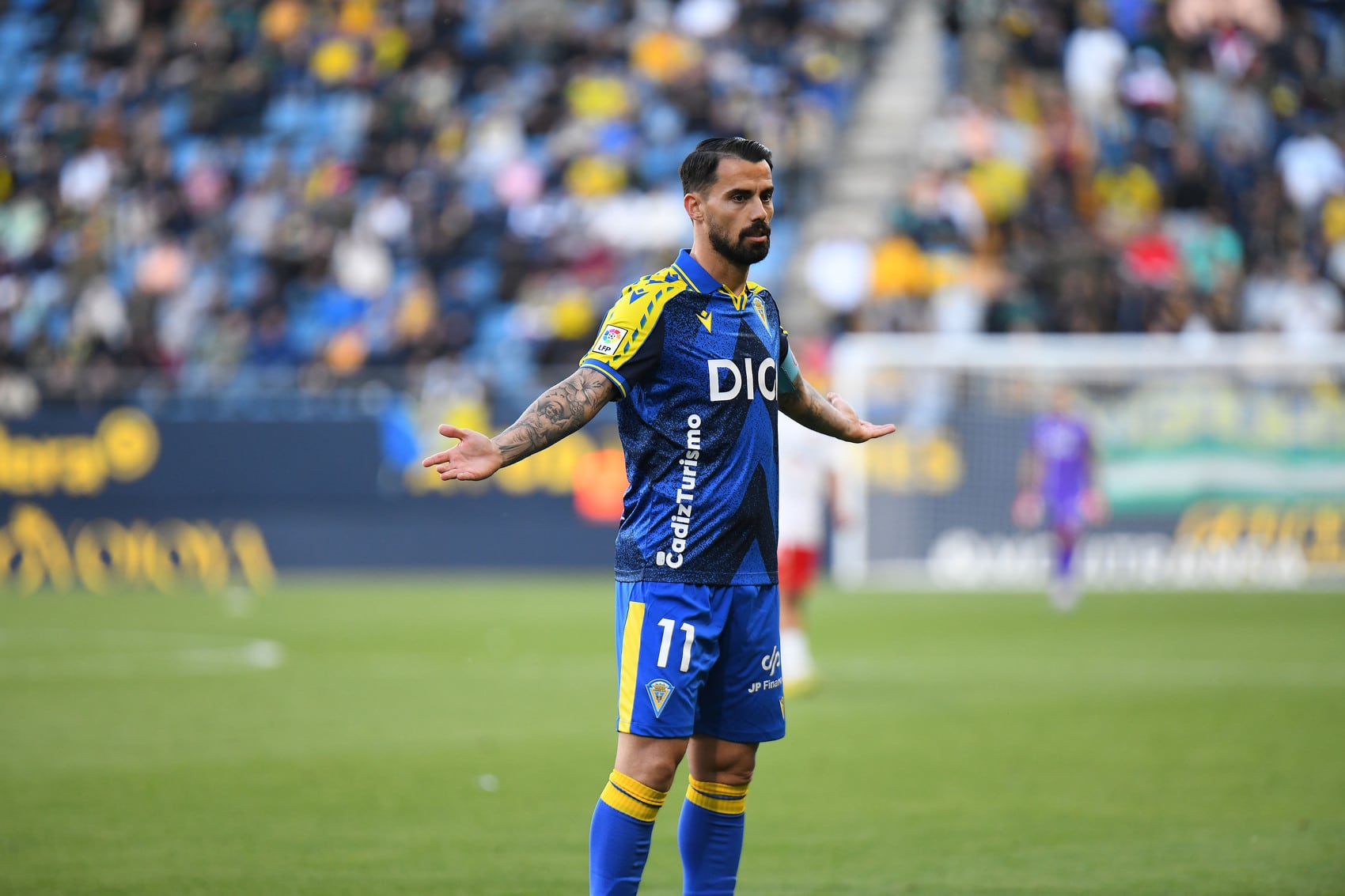 Suso en el encuentro que medía al Cádiz CF y al Andorra en el Nuevo Mirandilla. Foto: Cádiz CF.