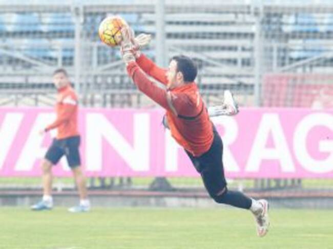Manu Herrera en la primera sesión de trabajo de la semana