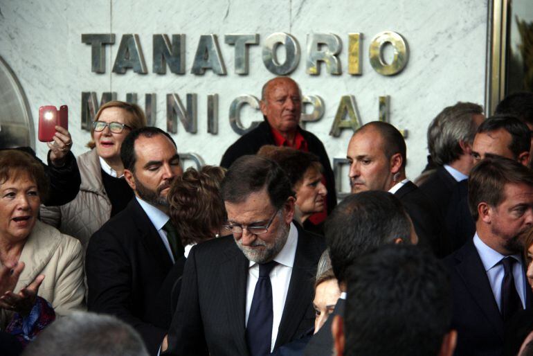 Mariano Rajoy en el tanatorio municipal de Valencia después del funeral por Rita Barberá