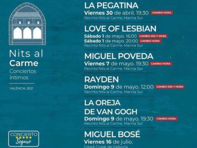 Programación de los copnciertos 'Nits al Carme'