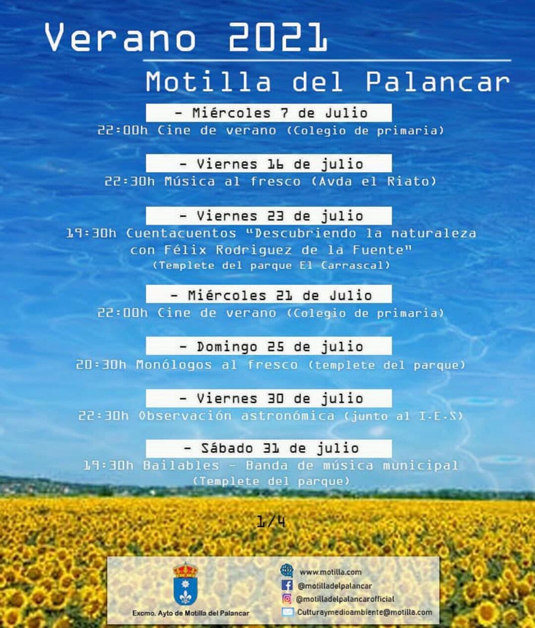 Programa de actividades en el mes de julio