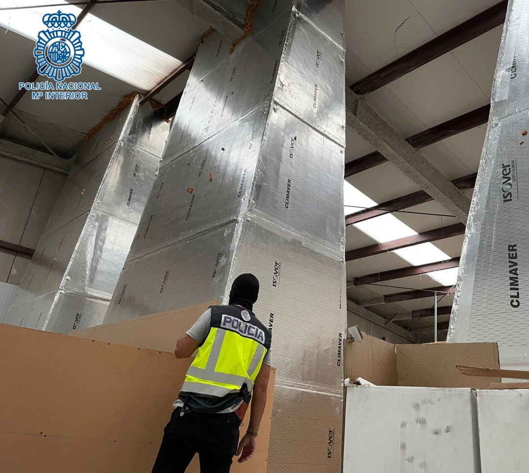 Interior de la plantación de marihuana desmantelada