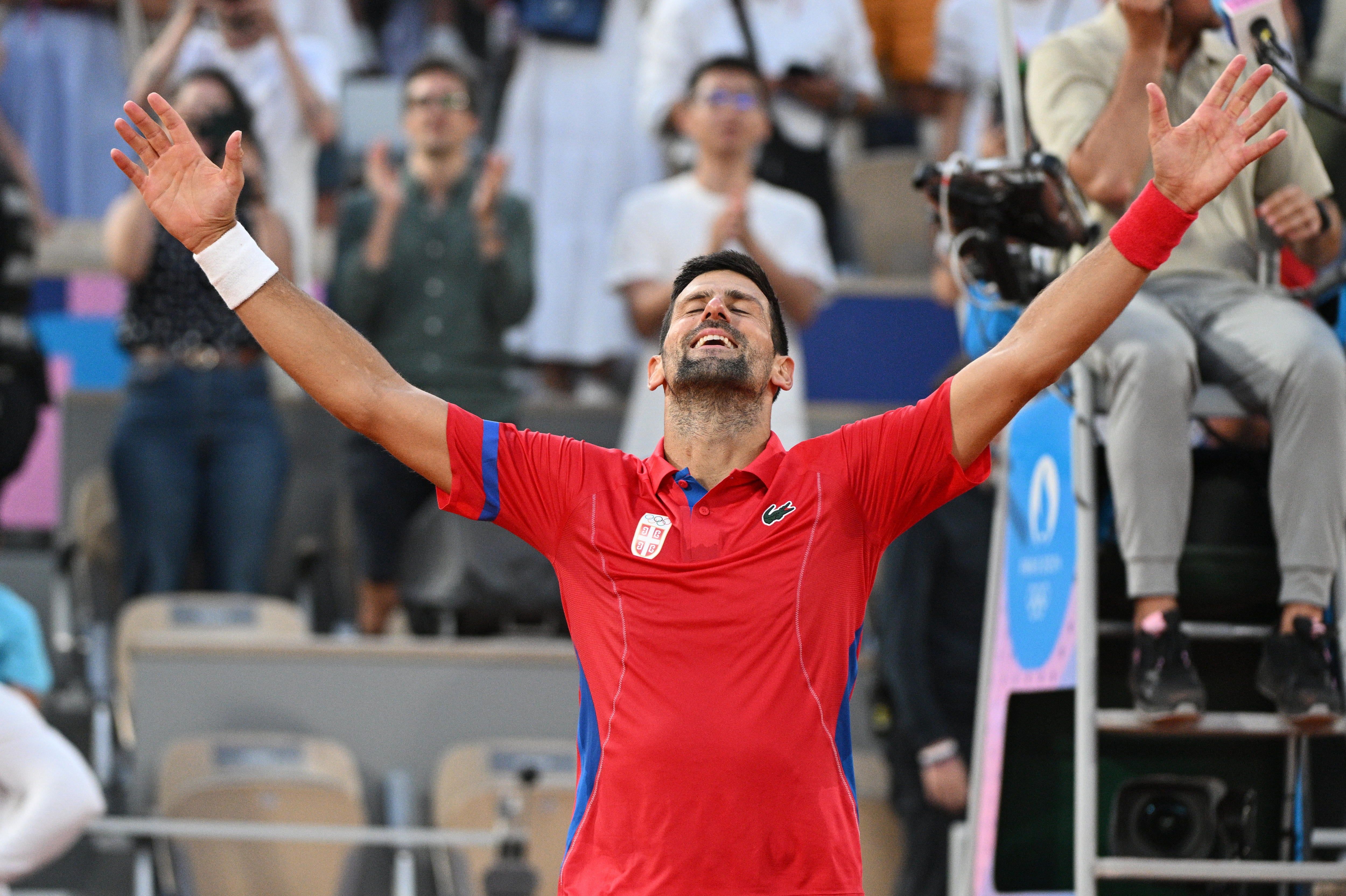 Novak Djokovic celebrando su pase a la final de los Juegos Olímpicos