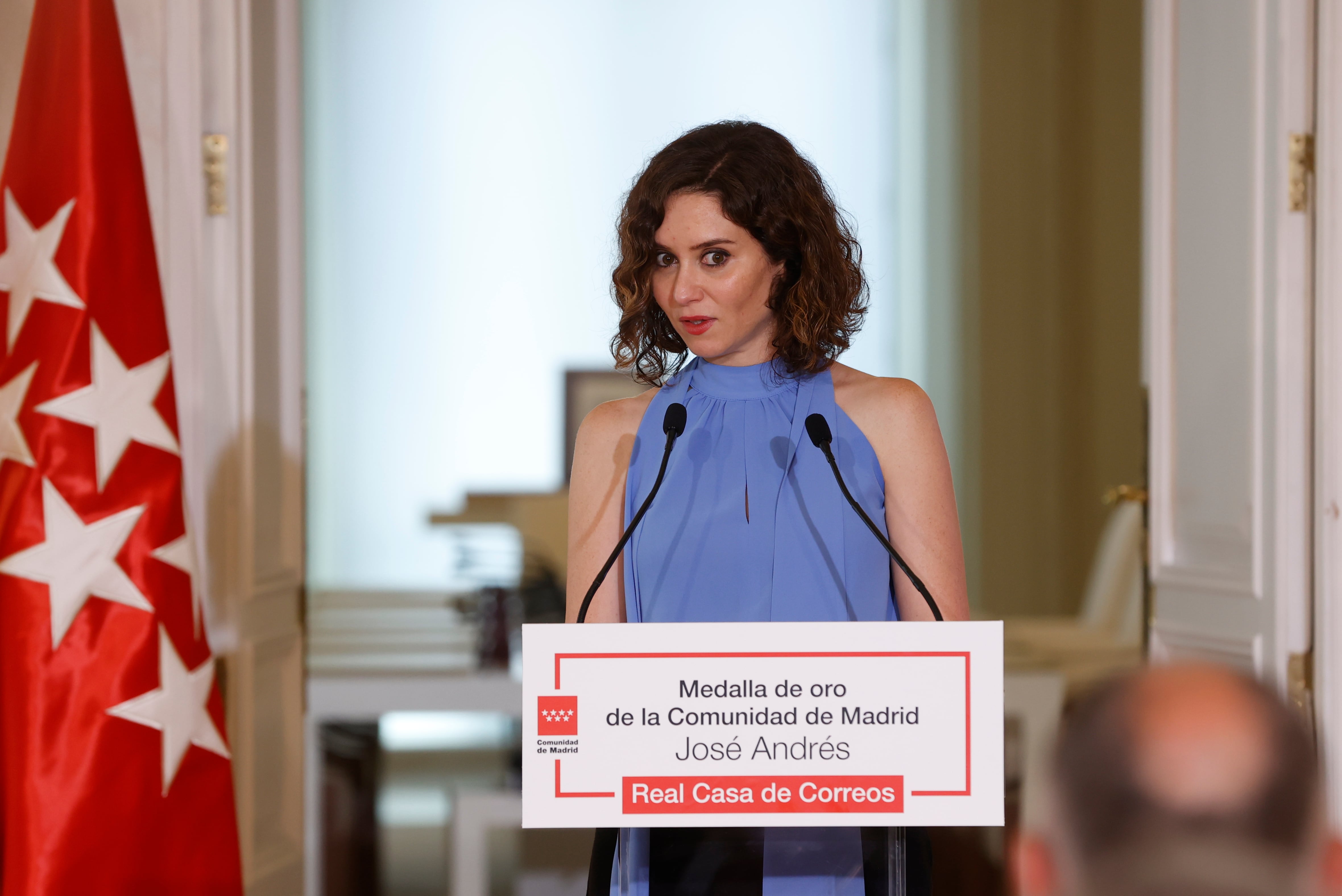 La presidenta de la Comunidad de Madrid, el pasado viernes en la sede de la Comunidad, en Madrid.