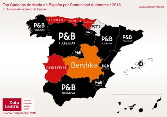 Las cadenas de ropa más populares por comunidades.