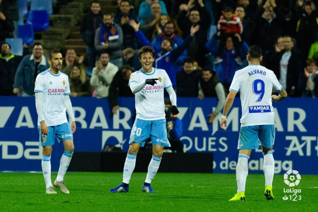 Marc Gual celebra el gol marcado frente al Mallorca