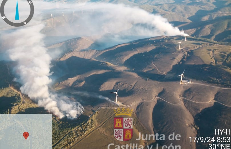 Imagen aérea del incendio de Brañuelas