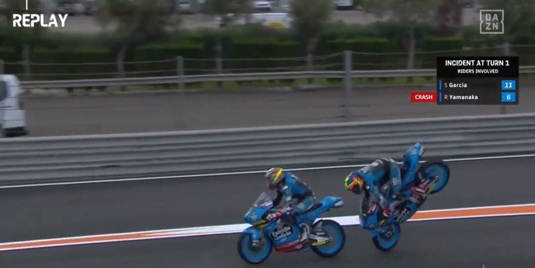 Ryusei Yamanaka en la FP2 del GP de Europa de Moto3 en Valencia.